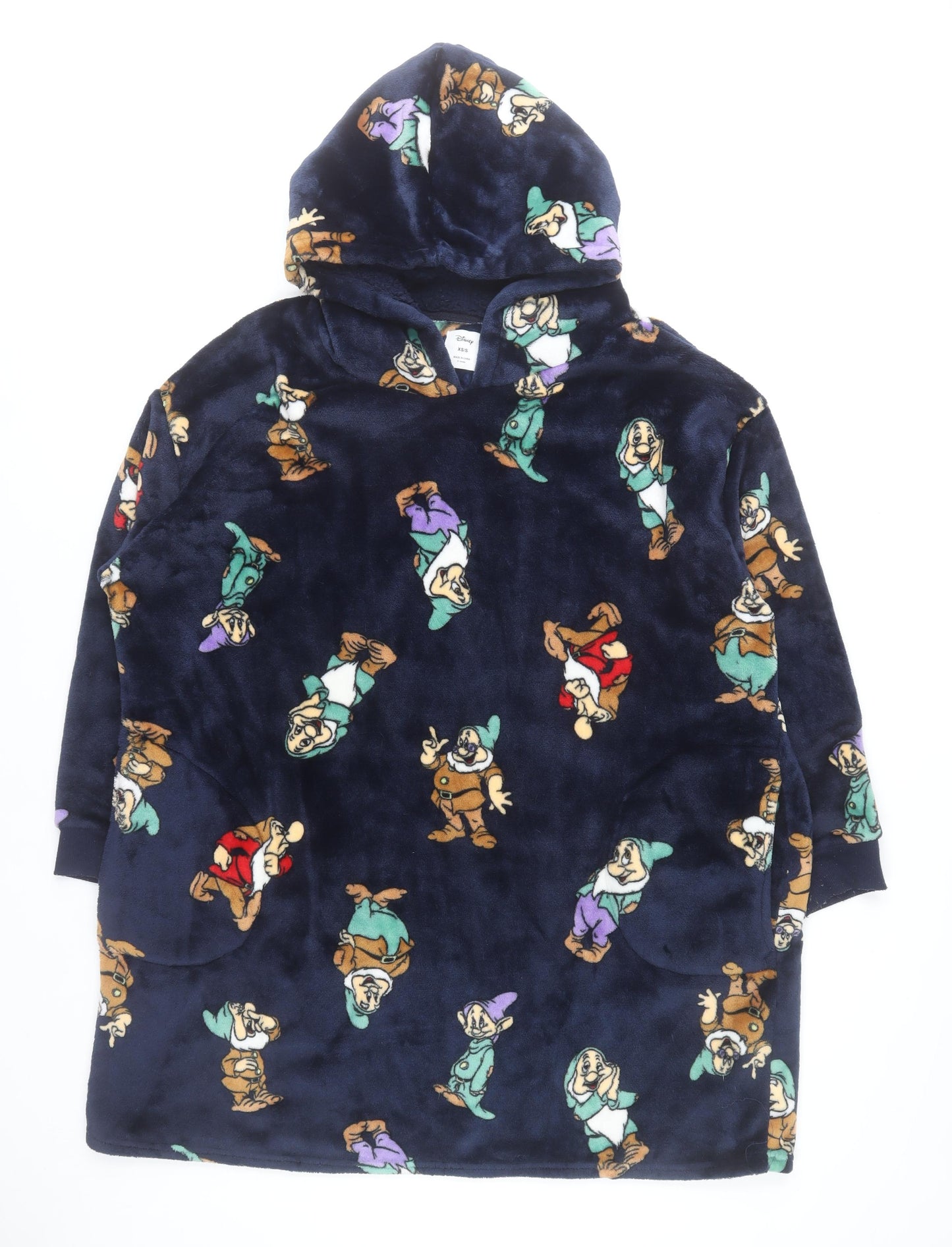 Disney Men's Blue Fleece Seven Dwarfs Hooded Robe XS