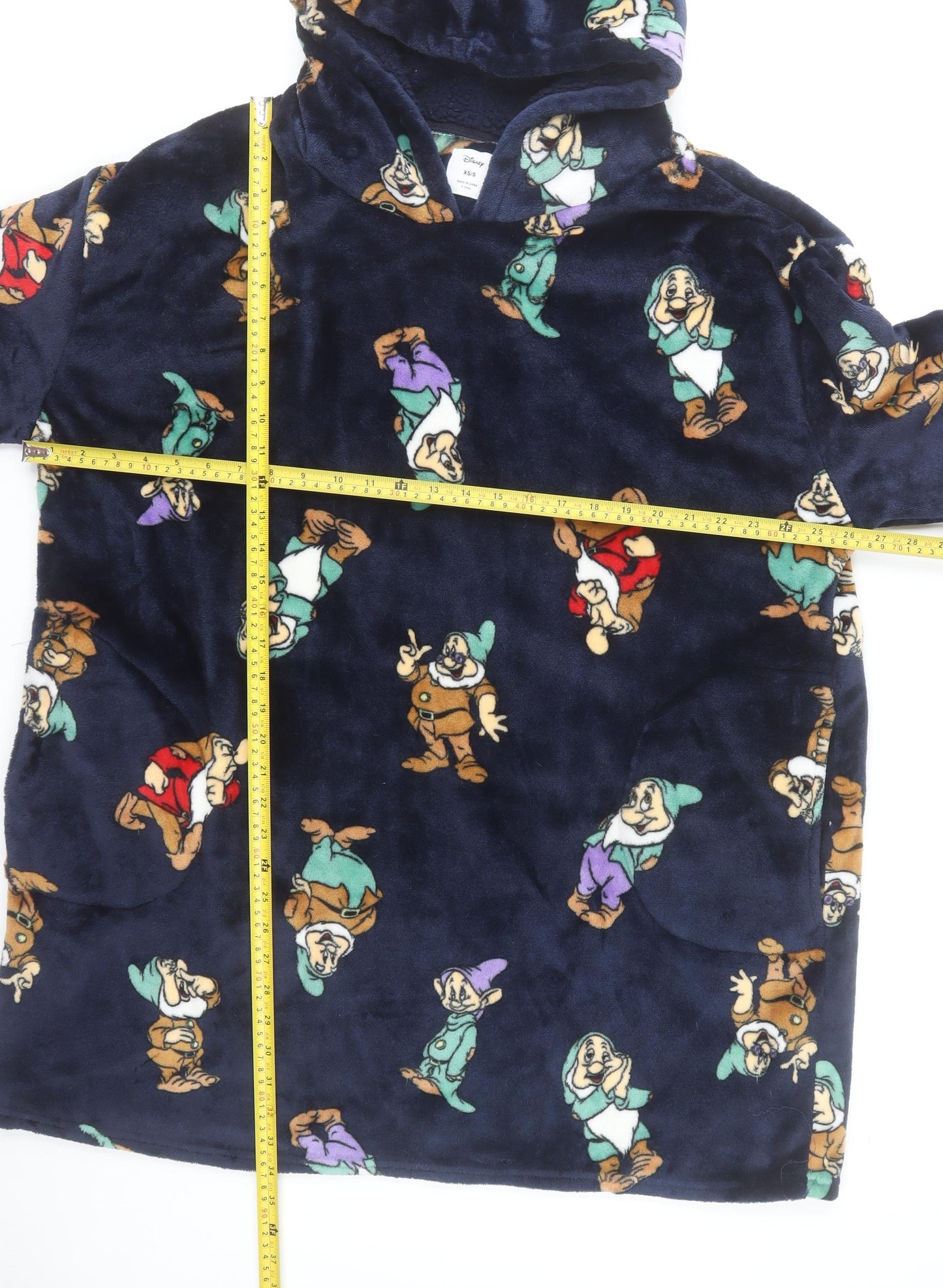 Disney Men's Blue Fleece Seven Dwarfs Hooded Robe XS