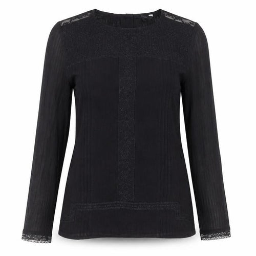 Next Women Black Long Sleeve Embroidered Viscose Tunic Blouse Size 12