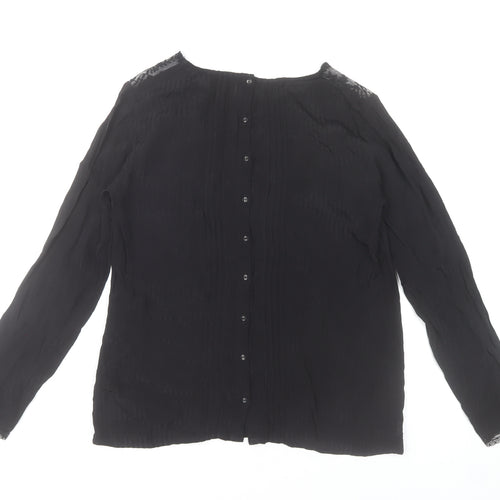 Next Women Black Long Sleeve Embroidered Viscose Tunic Blouse Size 12