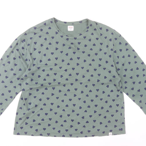 John Lewis Women’s Green Heart Print Long Sleeve Cotton T-Shirt Size 12