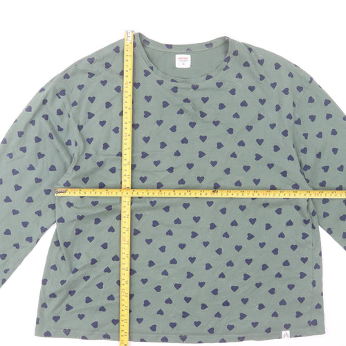 John Lewis Women’s Green Heart Print Long Sleeve Cotton T-Shirt Size 12