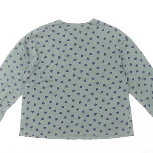 John Lewis Women’s Green Heart Print Long Sleeve Cotton T-Shirt Size 12