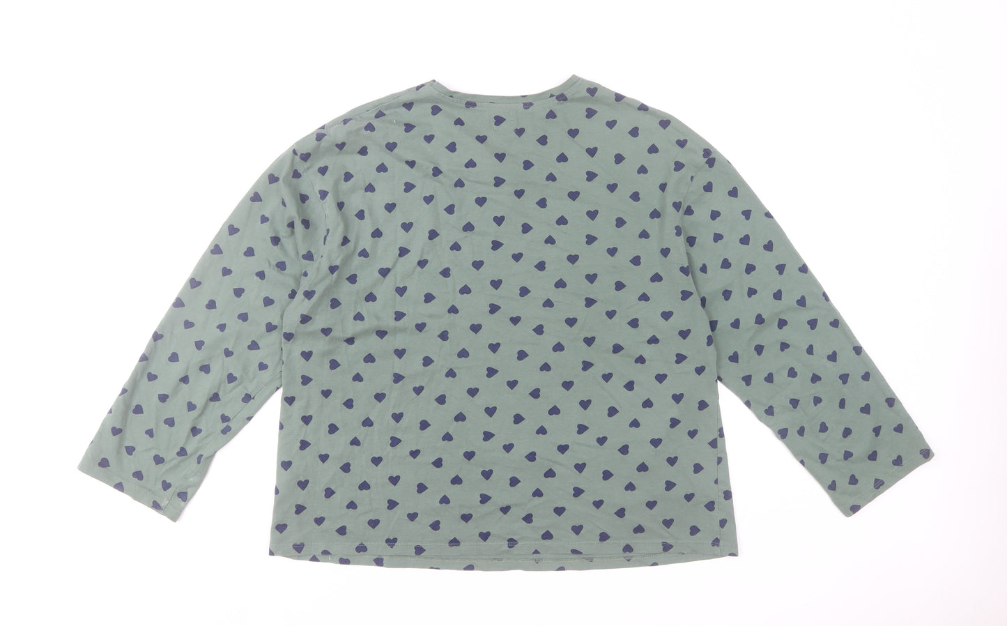 John Lewis Women’s Green Heart Print Long Sleeve Cotton T-Shirt Size 12