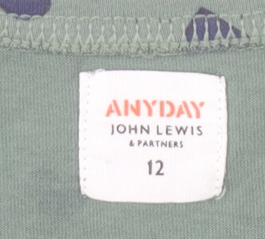 John Lewis Women’s Green Heart Print Long Sleeve Cotton T-Shirt Size 12