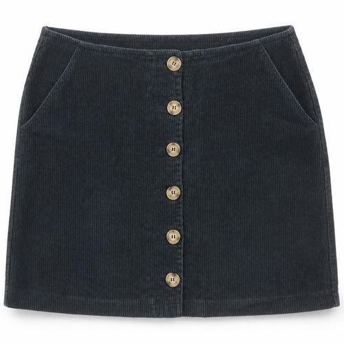 Warehouse Women Black Corduroy A-Line Button Skirt Size 12