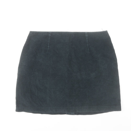 Warehouse Women Black Corduroy A-Line Button Skirt Size 12