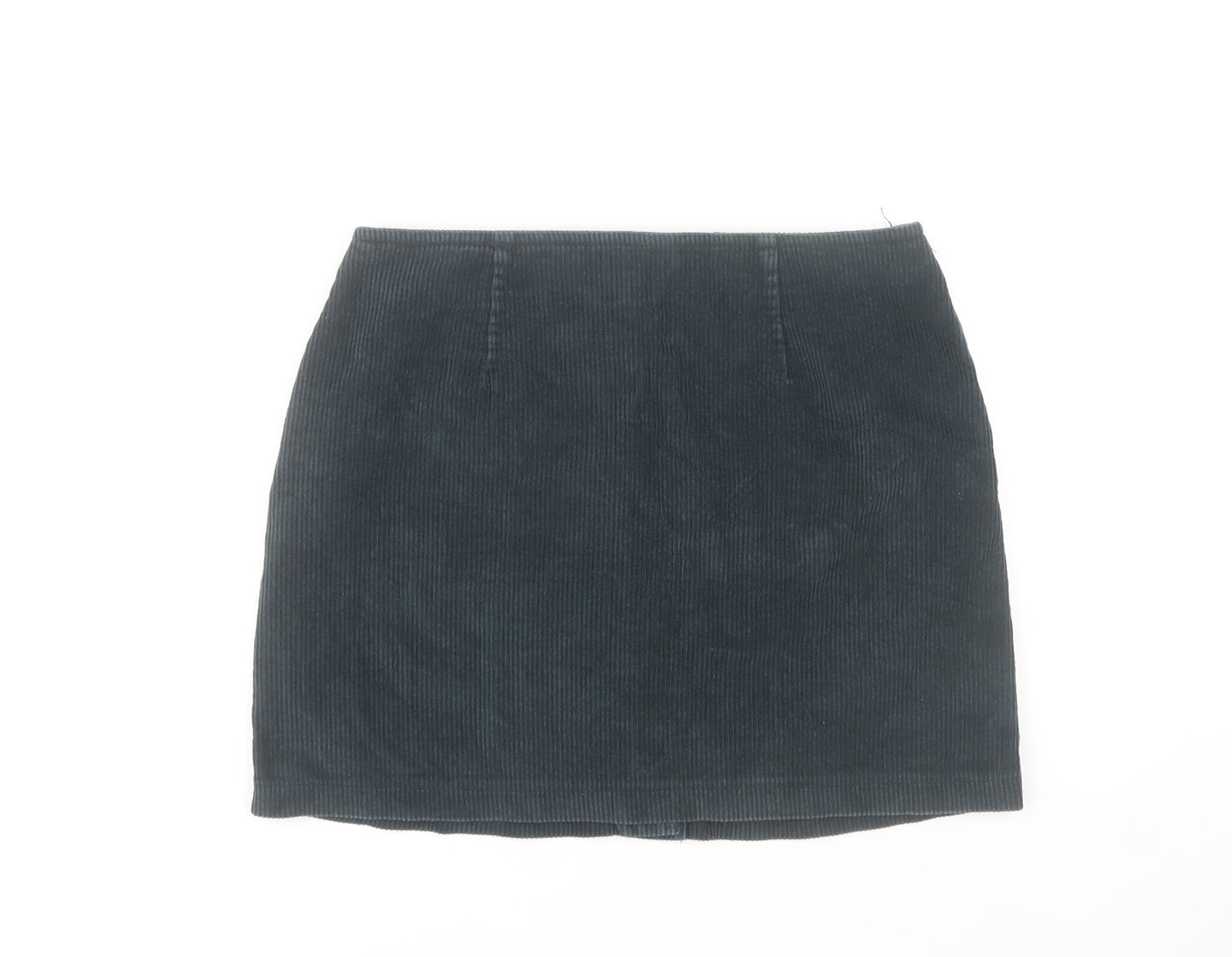 Warehouse Women Black Corduroy A-Line Button Skirt Size 12