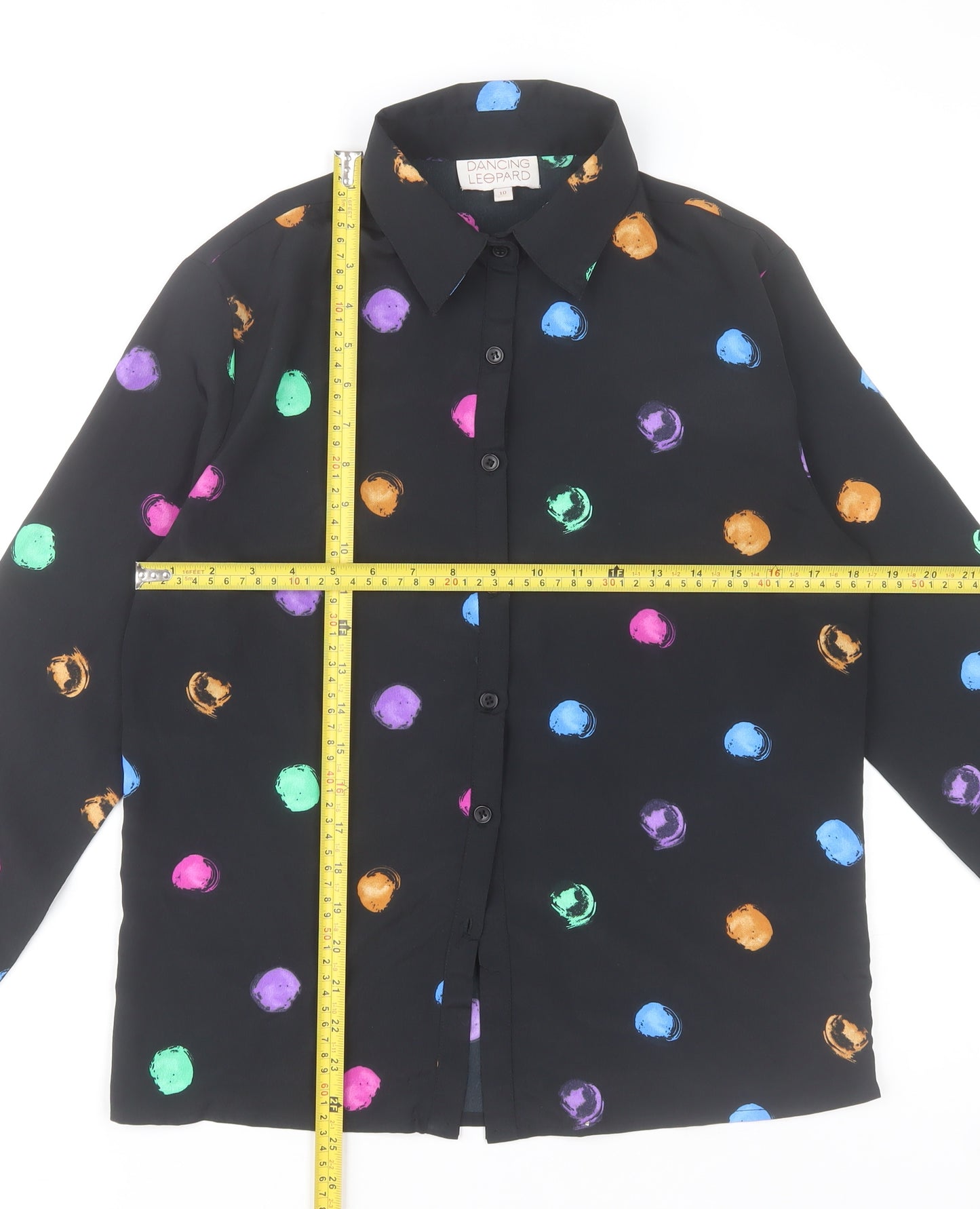 Dancing Leopard Women's Multicoloured Spot Button-Up Shirt Size 10
