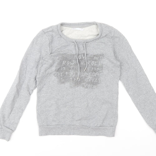 ONLY Women Grey Pullover Sweatshirt S Cotton Long Sleeve Casual