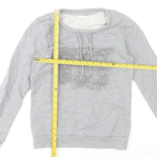 ONLY Women Grey Pullover Sweatshirt S Cotton Long Sleeve Casual