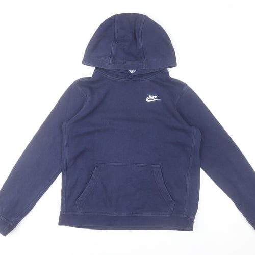 Nike Boys Navy Blue Pullover Hoodie XL 158-170cm Cotton Blend Sweatshirt