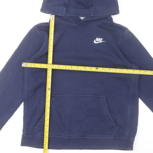 Nike Boys Navy Blue Pullover Hoodie XL 158-170cm Cotton Blend Sweatshirt