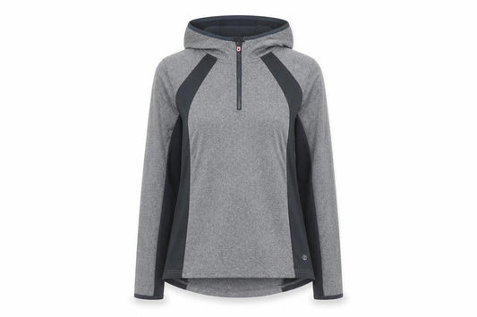 Front view of St. Bernard for Dunnes Women’s Grey 1/4 Zip Hooded Activewear Jacket, size UK 8