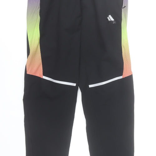 Adidas Men's Black Multicoloured Running Jogger Trousers Size M