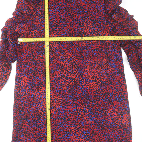 AX Paris Women’s Red Animal Print Shift Dress Size 12 Long Sleeve