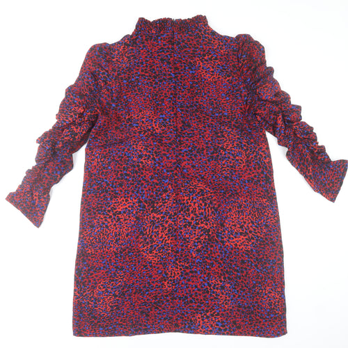 AX Paris Women’s Red Animal Print Shift Dress Size 12 Long Sleeve