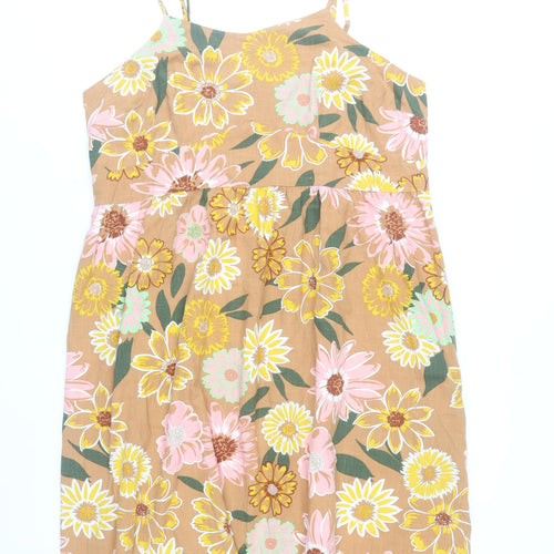 Tu Women’s Brown Floral Cotton Viscose Knee Length Slip Dress Size 20