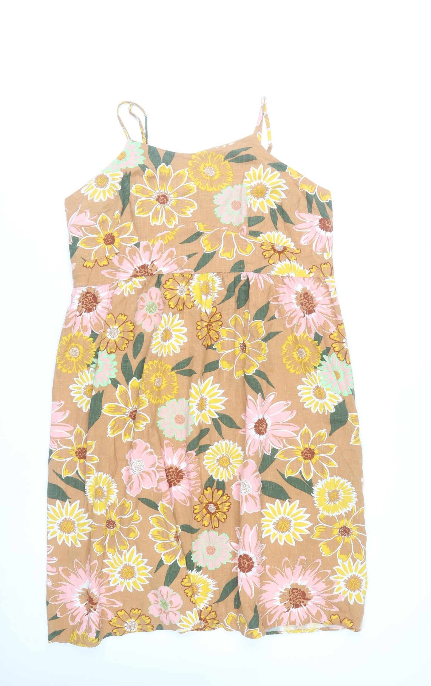 Tu Women’s Brown Floral Cotton Viscose Knee Length Slip Dress Size 20