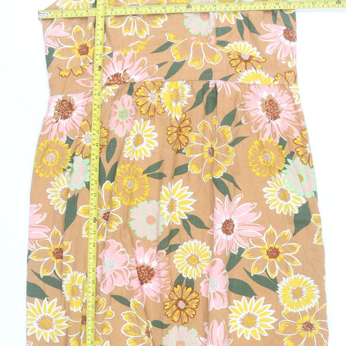 Tu Women’s Brown Floral Cotton Viscose Knee Length Slip Dress Size 20