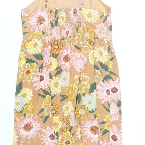 Tu Women’s Brown Floral Cotton Viscose Knee Length Slip Dress Size 20