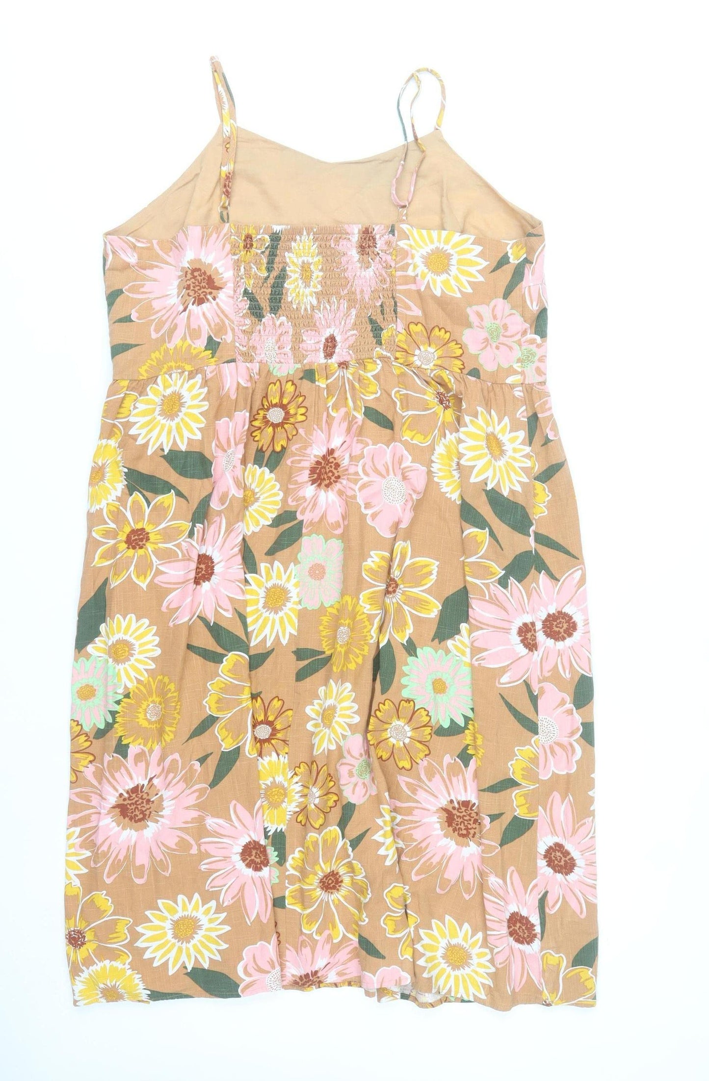 Tu Women’s Brown Floral Cotton Viscose Knee Length Slip Dress Size 20