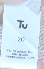 Tu Women’s Brown Floral Cotton Viscose Knee Length Slip Dress Size 20