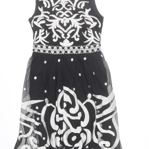 Joanna Hope Womens Black Beaded Fit & Flare Dress Size 12