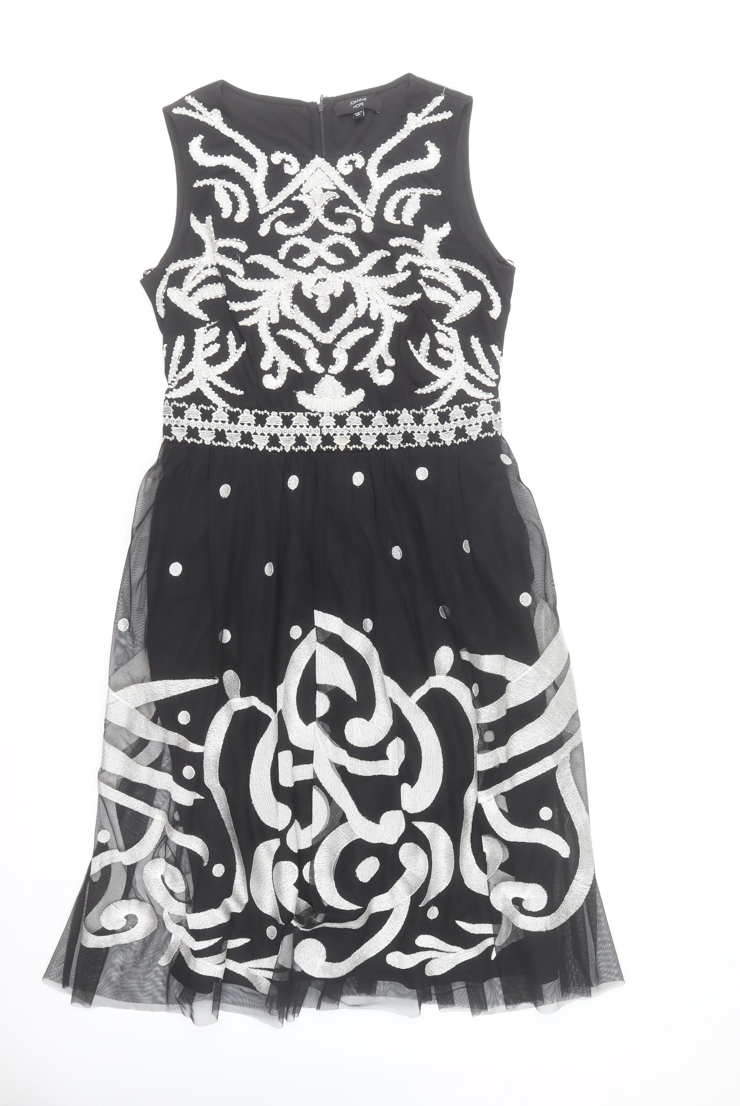 Joanna Hope Womens Black Beaded Fit & Flare Dress Size 12