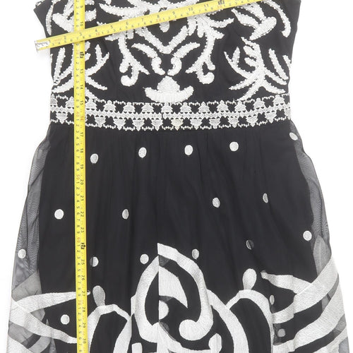 Joanna Hope Womens Black Beaded Fit & Flare Dress Size 12