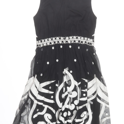 Joanna Hope Womens Black Beaded Fit & Flare Dress Size 12