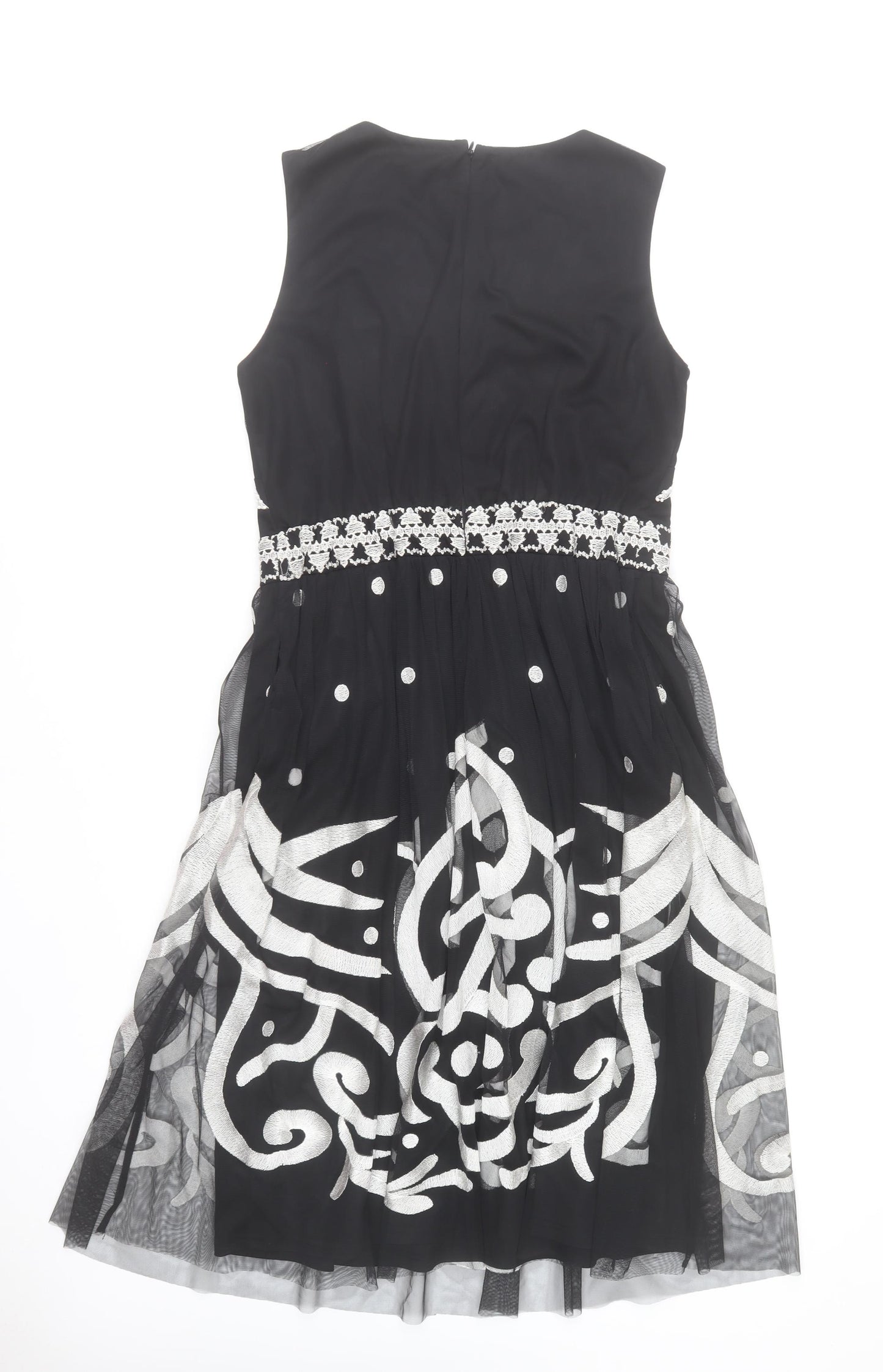 Joanna Hope Womens Black Beaded Fit & Flare Dress Size 12