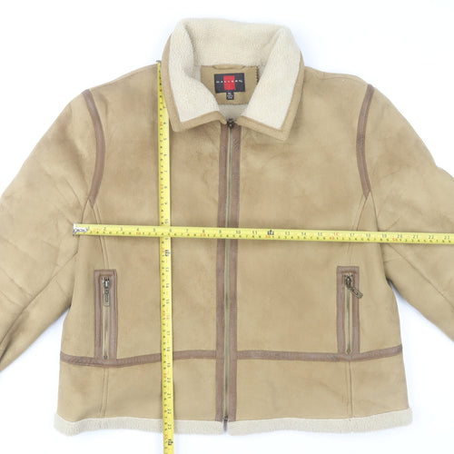 Gallery Womens Beige Faux Shearling Bomber Jacket XL Winter Zip