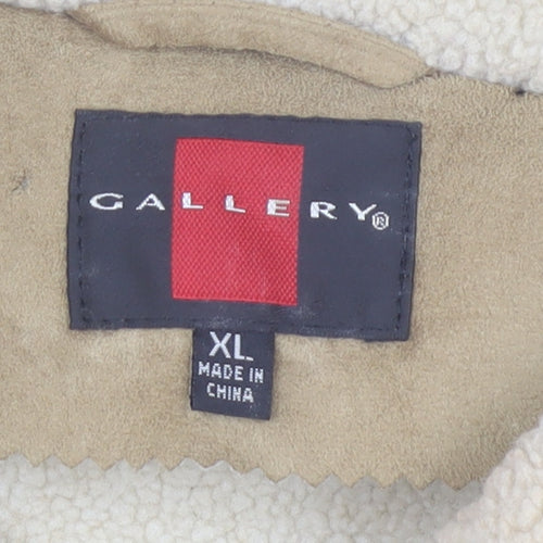 Gallery Womens Beige Faux Shearling Bomber Jacket XL Winter Zip