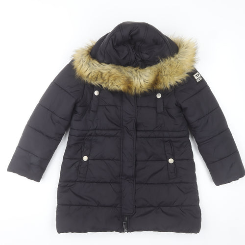 Diesel Womens Black Faux Fur Hooded Puffer Coat Size S
