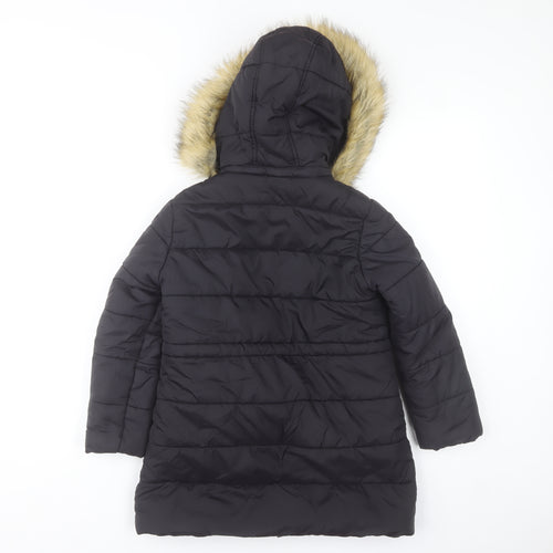 Diesel Womens Black Faux Fur Hooded Puffer Coat Size S