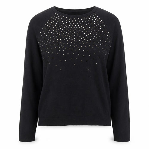 Bonmarché Women’s Black Beaded Crew Neck Long Sleeve Pullover Jumper XS