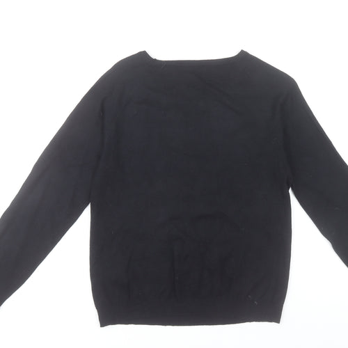 Bonmarché Women’s Black Beaded Crew Neck Long Sleeve Pullover Jumper XS