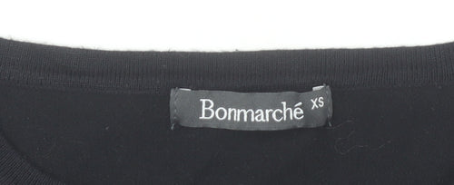 Bonmarché Women’s Black Beaded Crew Neck Long Sleeve Pullover Jumper XS
