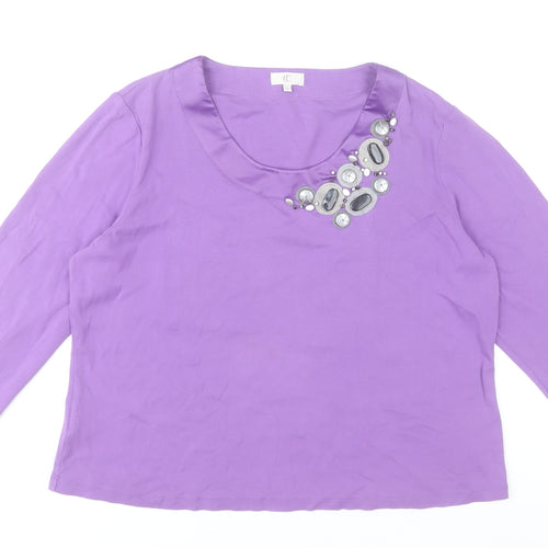 CC Women’s Purple Beaded 3/4 Sleeve Cotton Blouse XL