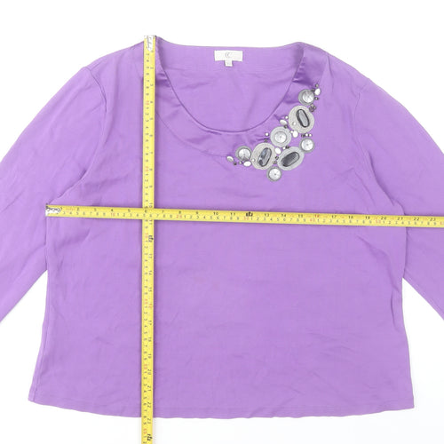 CC Women’s Purple Beaded 3/4 Sleeve Cotton Blouse XL