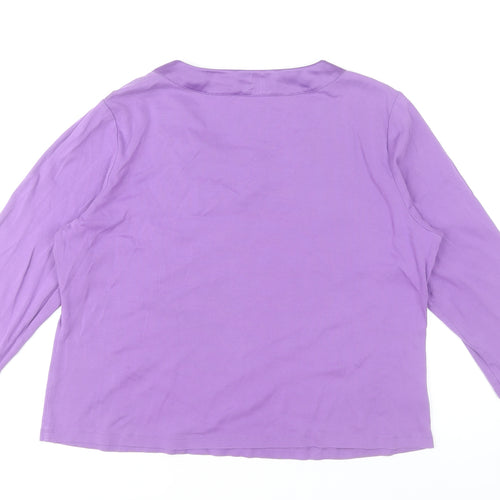 CC Women’s Purple Beaded 3/4 Sleeve Cotton Blouse XL