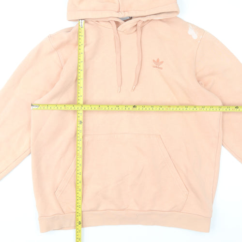 Adidas Mens Beige Pullover Hoodie L Logo Fleece Sweatshirt