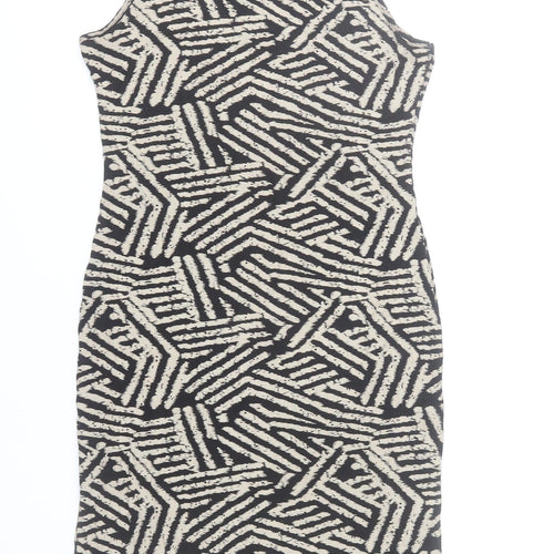 Apricot Women's Beige Black Geometric Bodycon Dress UK 12