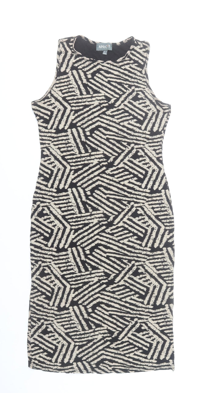 Apricot Women's Beige Black Geometric Bodycon Dress UK 12