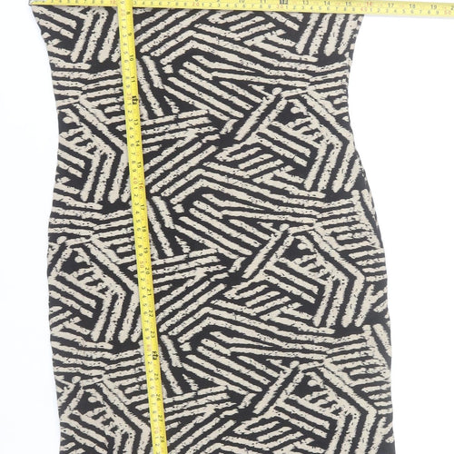 Apricot Women's Beige Black Geometric Bodycon Dress UK 12