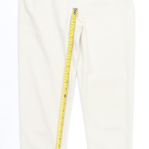 Zara Women Ivory Slim Fit Stretch Trousers Size M