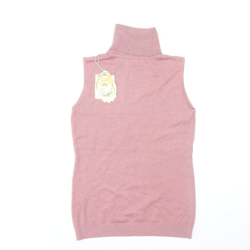 MAS Womens Pink Sleeveless Roll Neck Knit Top Size L