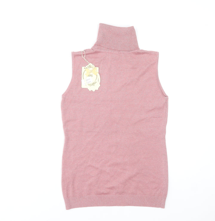 MAS Womens Pink Sleeveless Roll Neck Knit Top Size L