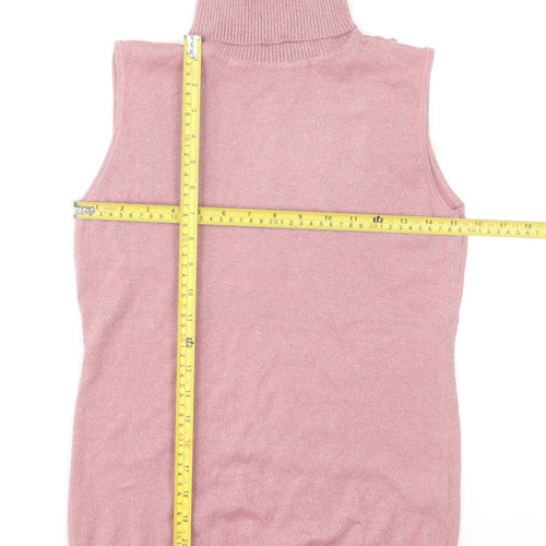 MAS Womens Pink Sleeveless Roll Neck Knit Top Size L